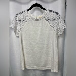 Avenue White Lace Accent Blouse